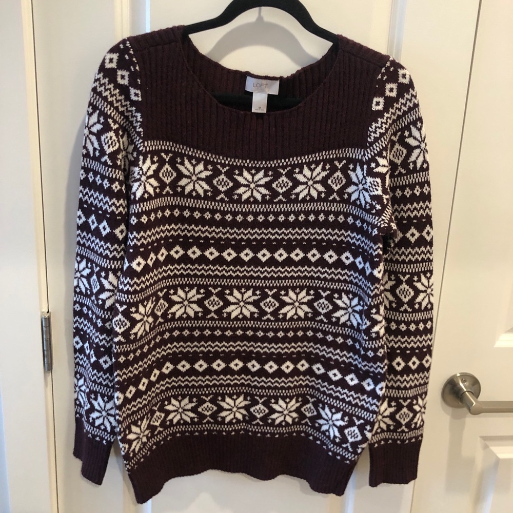 LOFT Outlet boatneck fair isle sweater